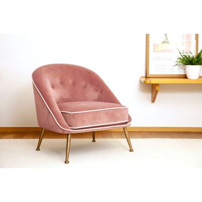 PIB Fauteuil crapaud en velours rose - Publicité PIB Fauteuil crapaud en velours rose - Publicité