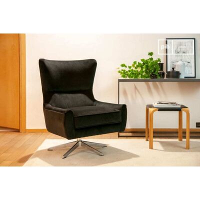 PIB Fauteuil rotatif en velours anthracite - Publicité PIB Fauteuil rotatif en velours anthracite - Publicité