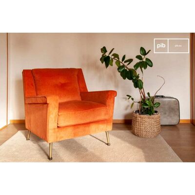 PIB Fauteuil vintage en velours orange - Mobilier - Publicité PIB Fauteuil vintage en velours orange - Mobilier - Publicité