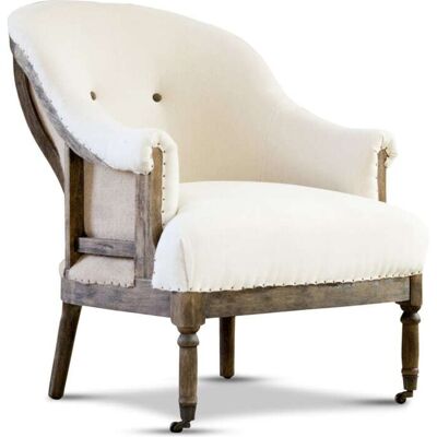 PIB Fauteuil rond en lin et coton beige - Fauteuil - Publicité PIB Fauteuil rond en lin et coton beige - Fauteuil - Publicité