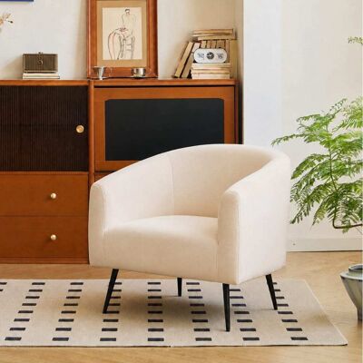 Fauteuil scandinave NORDLYS en velours beige - Siège - Publicité Fauteuil scandinave NORDLYS en velours beige - Siège - Publicité