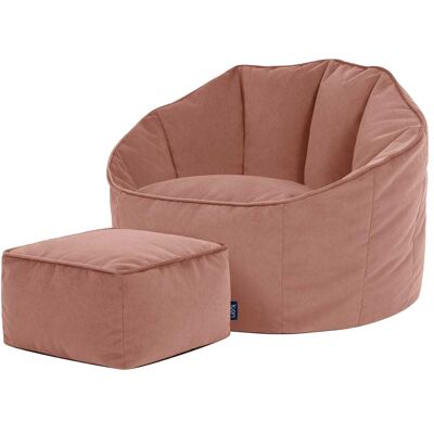 Icon Fauteuil en Velours Rose avec Pouf - Siège Sac - Publicité Icon Fauteuil en Velours Rose avec Pouf - Siège Sac - Publicité