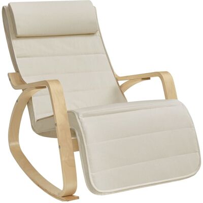 SONGMICS Fauteuil à bascule avec repose-pieds réglable blanc et beige - Publicité SONGMICS Fauteuil à bascule avec repose-pieds réglable blanc et beige - Publicité