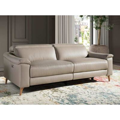 Angel Cerda Canapé relax 3 places en cuir gris taupe - Publicité Angel Cerda Canapé relax 3 places en cuir gris taupe - Publicité