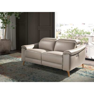Angel Cerda Canapé relax 2 places en cuir gris taupe - Publicité Angel Cerda Canapé relax 2 places en cuir gris taupe - Publicité