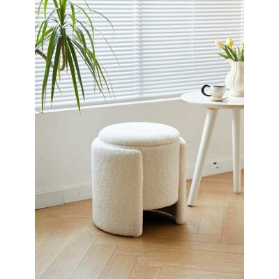 Nordlys Pouf en bouclettes blanches style scandinave - Publicité Nordlys Pouf en bouclettes blanches style scandinave - Publicité