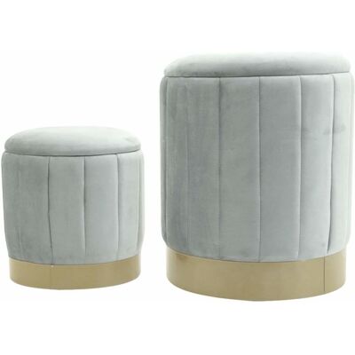 Pouf de rangement Rebecca Mobili Avelos - Ensemble de 2 - Moderne Gris & Jaune - Publicité Pouf de rangement Rebecca Mobili Avelos - Ensemble de 2 - Moderne Gris & Jaune - Publicité
