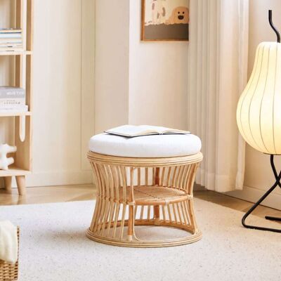 Nordlys Pouf bout de canapé en rotin naturel beige - Publicité Nordlys Pouf bout de canapé en rotin naturel beige - Publicité