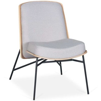 Menzzo Fauteuil moderne bois et tissu gris clair - Publicité Menzzo Fauteuil moderne bois et tissu gris clair - Publicité