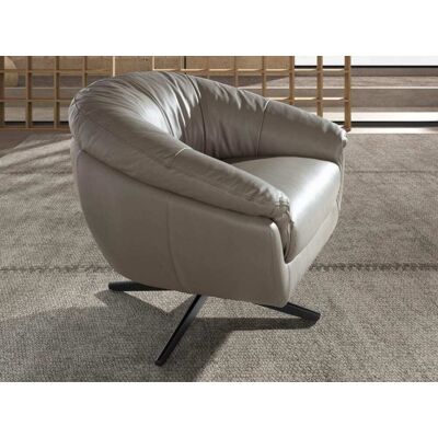 Angel Cerda Fauteuil pivotant en cuir gris - Publicité Angel Cerda Fauteuil pivotant en cuir gris - Publicité