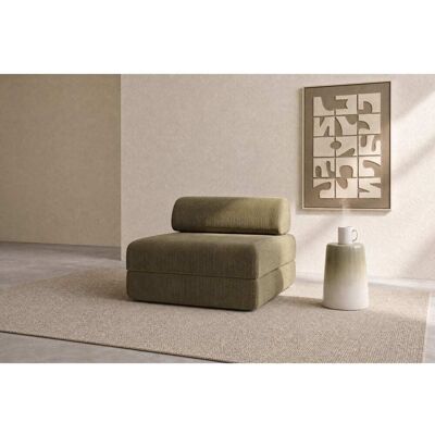 kimo. Fauteuil convertible et modulable 1 place en velours côtelé vert - Publicité kimo. Fauteuil convertible et modulable 1 place en velours côtelé vert - Publicité