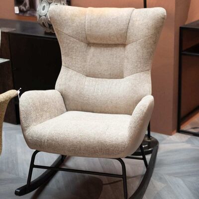 Kare Design Fauteuil à bascule en polyester tressé crème et acier noir - Publicité Kare Design Fauteuil à bascule en polyester tressé crème et acier noir - Publicité