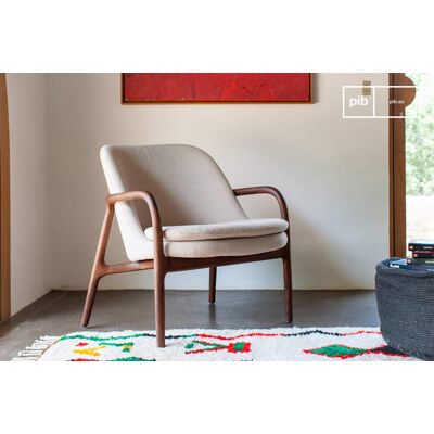 PIB Fauteuil en frêne massif et bouclette écrue - Publicité PIB Fauteuil en frêne massif et bouclette écrue - Publicité