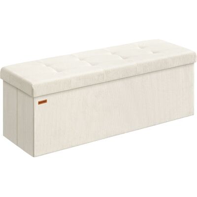 SONGMICS Banc de rangement pouf pliable bout de lit 110 x 38 x 38 cm blanc - Publicité SONGMICS Banc de rangement pouf pliable bout de lit 110 x 38 x 38 cm blanc - Publicité