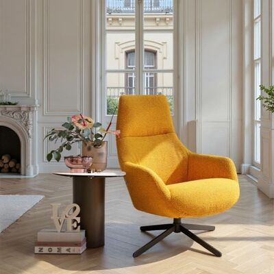 Kare Design Fauteuil pivotant en polyester bouclé jaune et acier - Publicité Kare Design Fauteuil pivotant en polyester bouclé jaune et acier - Publicité