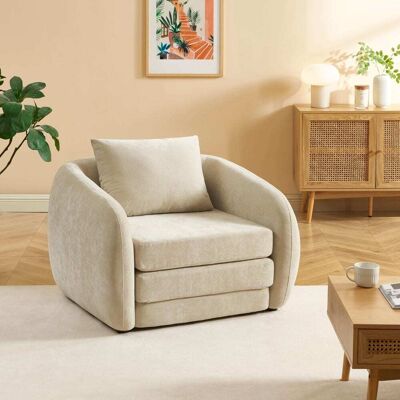 Baita Fauteuil déplimousse tissu chenille beige - Publicité Baita Fauteuil déplimousse tissu chenille beige - Publicité