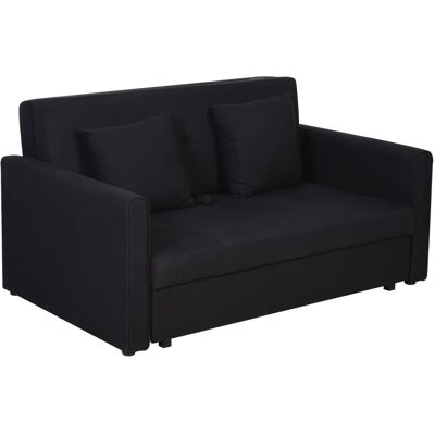 Homcom Canapé convertible 2 places 2 coussins tissu en coton gris foncé - Publicité Homcom Canapé convertible 2 places 2 coussins tissu en coton gris foncé - Publicité