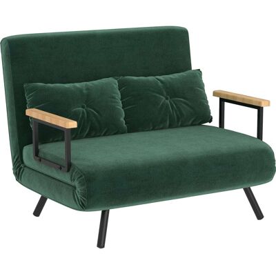Homcom Canapé convertible 2 places tissu effet velours vert - Publicité Homcom Canapé convertible 2 places tissu effet velours vert - Publicité