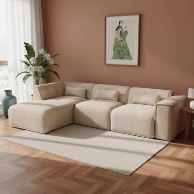 Baita Canapé d'angle en tissu 6 places taupe - Publicité Baita Canapé d'angle en tissu 6 places taupe - Publicité