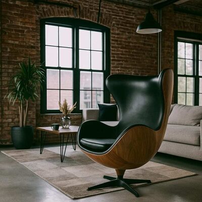 Kare Design Fauteuil pivotant en cuir reconstitué et noyer - Publicité Kare Design Fauteuil pivotant en cuir reconstitué et noyer - Publicité