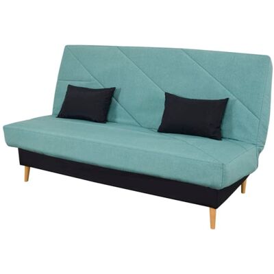 Relaxima Banquette clic clac convertible 2 places rangement intégré tissu bleu - Publicité Relaxima Banquette clic clac convertible 2 places rangement intégré tissu bleu - Publicité