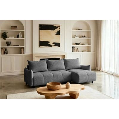 Casanova Paris Canapé d'angle convertible tissu chenille 4 places gris 128cm - Publicité Casanova Paris Canapé d'angle convertible tissu chenille 4 places gris 128cm - Publicité
