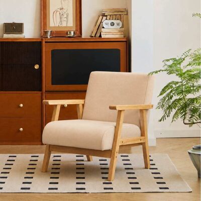 Fauteuil en Bois Beige NORDLYS - Mobilier - Publicité Fauteuil en Bois Beige NORDLYS - Mobilier - Publicité