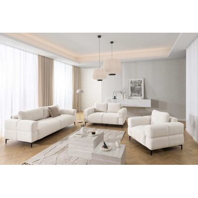 S-Style Ensemble de canapé 3+2 en tissu structuré crème - Publicité S-Style Ensemble de canapé 3+2 en tissu structuré crème - Publicité