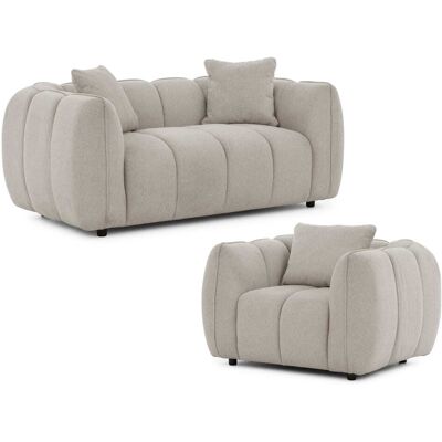 S-Style Ensemble de canapé 2+1 en tissu structuré taupe - Publicité S-Style Ensemble de canapé 2+1 en tissu structuré taupe - Publicité