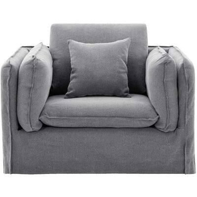 Habitat Fauteuil déhoussable en coton et lin - gris ardoise - Publicité Habitat Fauteuil déhoussable en coton et lin - gris ardoise - Publicité