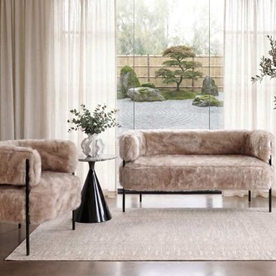 Kare Design Canapé 2 places poils longs beige - Publicité Kare Design Canapé 2 places poils longs beige - Publicité
