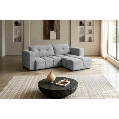 Casanova Paris Canapé d'angle convertible tissu chenille 3 places gris clair - Publicité Casanova Paris Canapé d'angle convertible tissu chenille 3 places gris clair - Publicité
