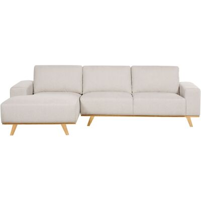 Canapé d'angle Moderne Beige Tissu 3 Places Droit - Canapé - Publicité Canapé d'angle Moderne Beige Tissu 3 Places Droit - Canapé - Publicité