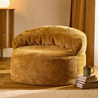 Icon Pouf poire fauteuil décoratif en tissu chenille texturée, moutarde - Publicité Icon Pouf poire fauteuil décoratif en tissu chenille texturée, moutarde - Publicité