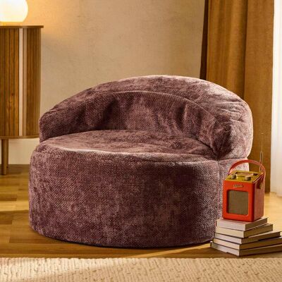 Icon Pouf poire fauteuil décoratif en tissu chenille texturée, mûre - Publicité Icon Pouf poire fauteuil décoratif en tissu chenille texturée, mûre - Publicité