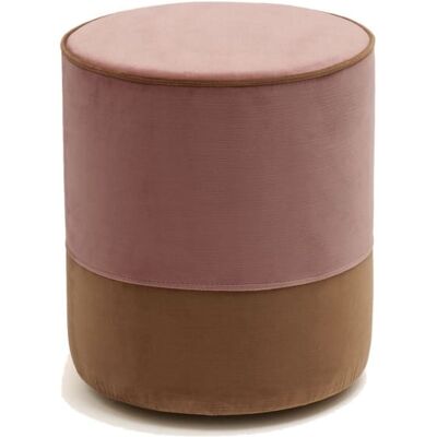 Madura Pouf en velours bicolore rose ø35xh42 cm - Publicité Madura Pouf en velours bicolore rose ø35xh42 cm - Publicité