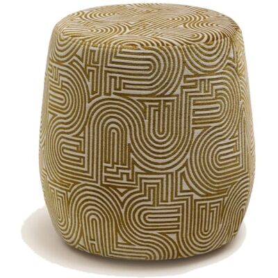 Madura Pouf en viscose et au motif graphique en chenille jaune ø43xh45 cm - Publicité Madura Pouf en viscose et au motif graphique en chenille jaune ø43xh45 cm - Publicité