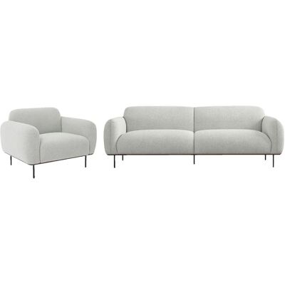 Habitat Ensemble canapé 3 places et fauteuil en tissu - gris mélangé - Publicité Habitat Ensemble canapé 3 places et fauteuil en tissu - gris mélangé - Publicité