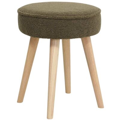 Zago Pouf tissu effet laine bouclette kaki - Publicité Zago Pouf tissu effet laine bouclette kaki - Publicité