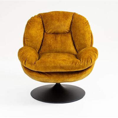 Zago Fauteuil pivotant en velours ocre - Publicité Zago Fauteuil pivotant en velours ocre - Publicité