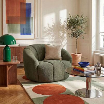 Habitat Fauteuil loveuse pivotant en tissu texturé - vert sapin - Publicité Habitat Fauteuil loveuse pivotant en tissu texturé - vert sapin - Publicité