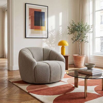 Habitat Fauteuil loveuse pivotant en tissu texturé - taupe - Publicité Habitat Fauteuil loveuse pivotant en tissu texturé - taupe - Publicité