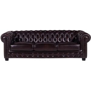 Unique Canapé fixe cuir pleine fleur 4 places marron chocolat