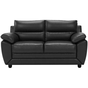 Unique Canapé fixe simili cuir 2 places noir
