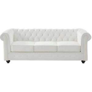 Unique Canapé fixe cuir 3 places blanc