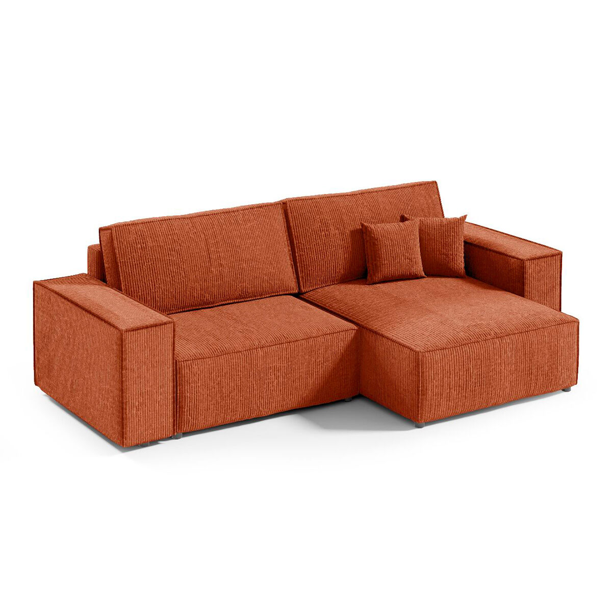 Petits meubles Canapé d'angle 3 places velours côtelé orange brique