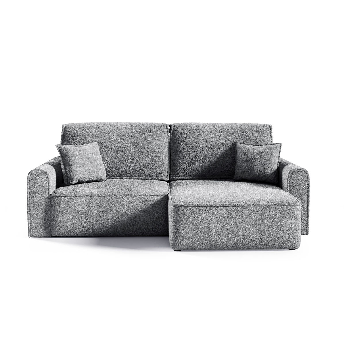 Petits meubles Canapé d'angle réversible convertible 3 places coffre bouclé gris