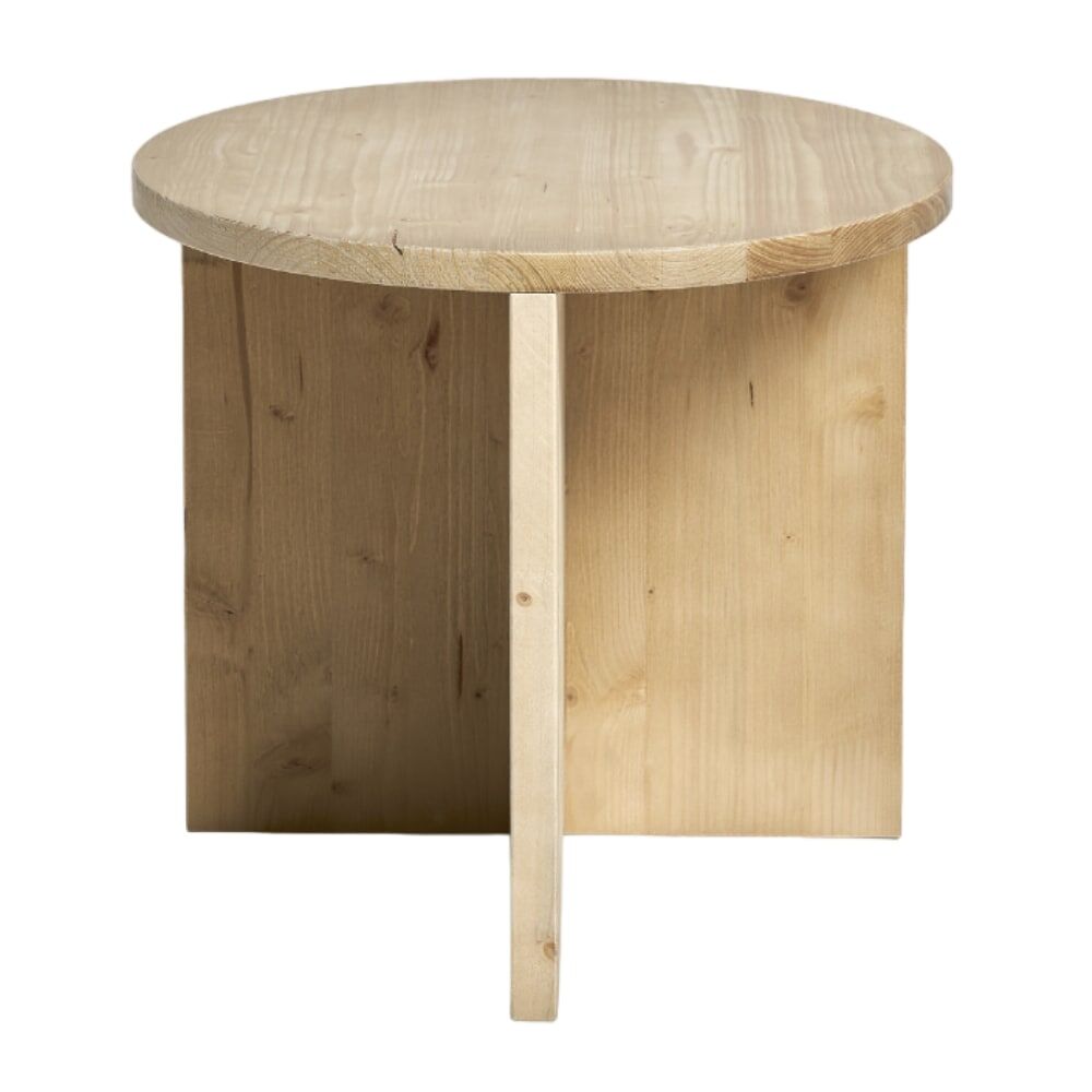 Hannun Table d appoint ronde en bois de sapin couleur naturel