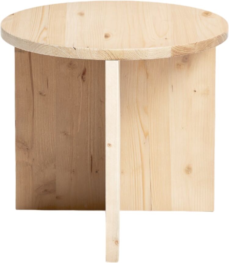 Hannun Table d appoint ronde en bois de sapin couleur beige