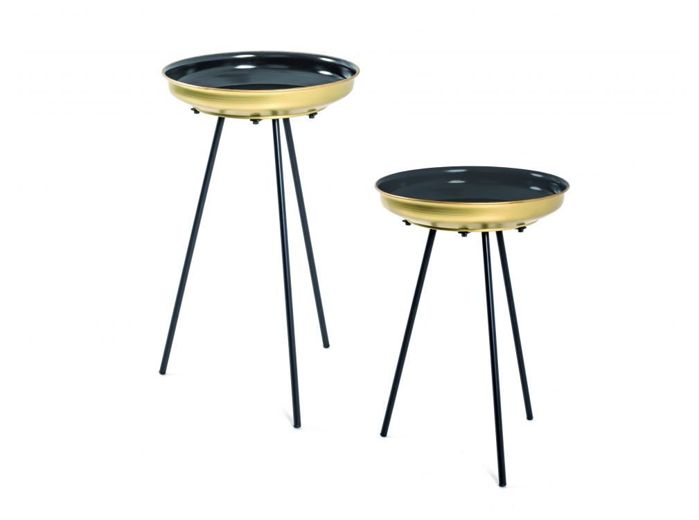 Usinestreet Tables d'appoint en métal noir et doré lot de 2 - Noir / Or